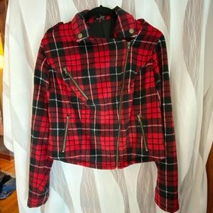 Torrid Punk Fall Plaid Crop Motto Jacket
